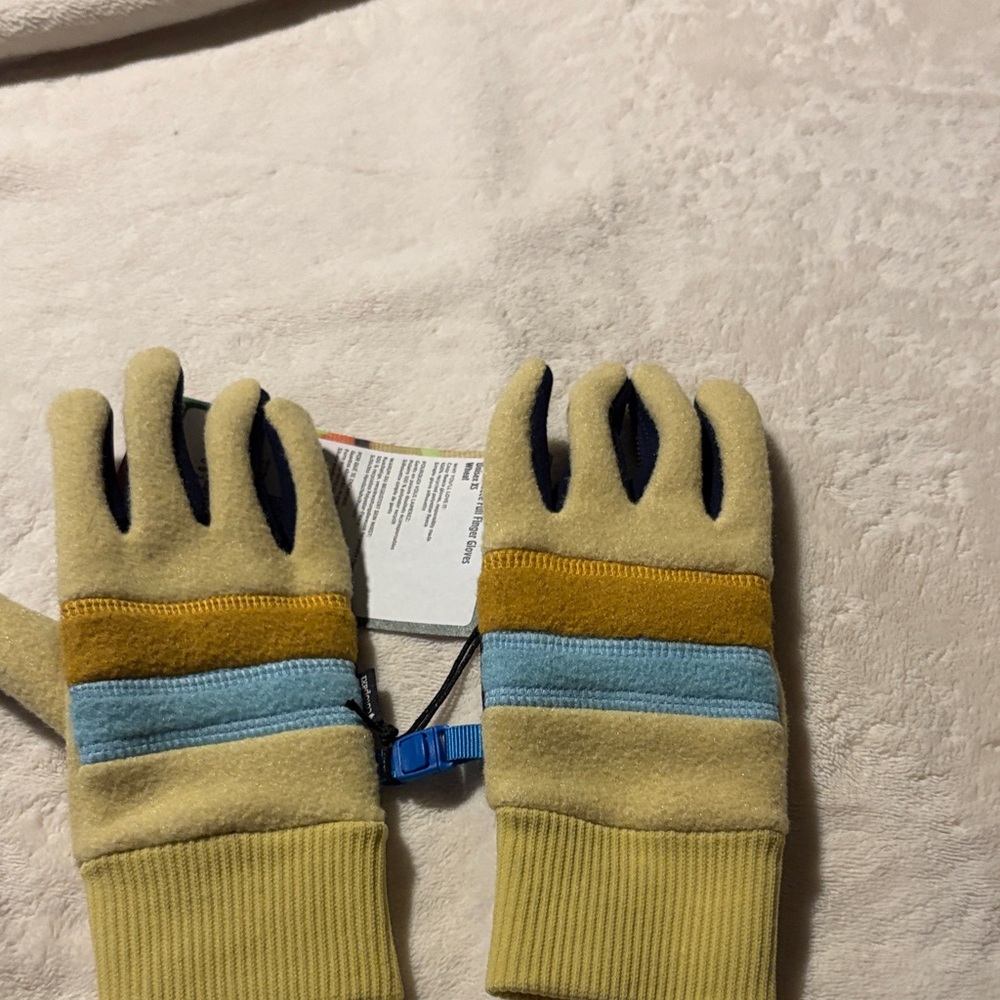 Cotopaxi Kids' Striped Fleece Mittens - Blue, Brown, Tan